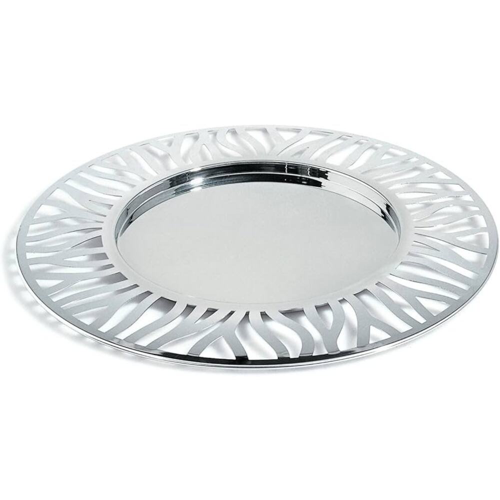 Marta Sansoni Alessi Tralcio Muto Round Tray in Stainless Steel